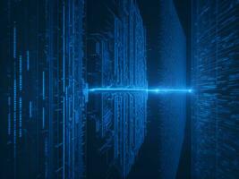 AI generated Digital Cyberspace with Particles and Digital Data Network Connections. High Speed Connection and Data Analysis Technology Digital Abstract Background Concept. 3d rendering photo