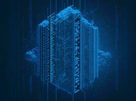 AI generated Digital Cyberspace with Particles and Digital Data Network Connections. High Speed Connection and Data Analysis Technology Digital Abstract Background Concept. 3d rendering photo