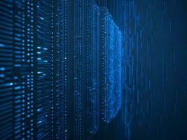 AI generated Digital Cyberspace with Particles and Digital Data Network Connections. High Speed Connection and Data Analysis Technology Digital Abstract Background Concept. 3d rendering photo