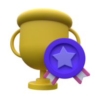 unique 3d rendering cute trophy icon simple.Realistic vector illustration png