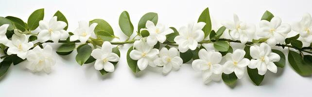 AI generated Jasmine flowers on white surface. AI Generated photo