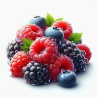 AI generated Raspberry with drops photo