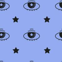 Mystical seamless pattern with eye and star vector