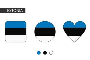 Estonia 3 shapes square, circle, heart with city flag. Isolated on white background. vector