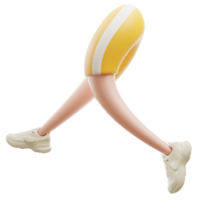 3D Illustration of cartoon character body part running, leg foot running Marathon participants on transparent png background.