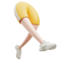 3D Illustration of cartoon character body part running, leg foot running Marathon participants on transparent png background.