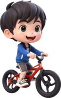 ai généré une dessin animé enfant équitation une bicyclette png