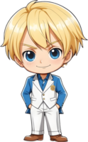 AI generated anime character with blonde hair and blue eyes png