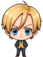 AI generated anime character with blonde hair and blue eyes png