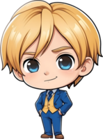 AI generated anime character with blonde hair and blue eyes png