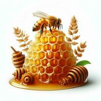 ai generado miel con abeja foto