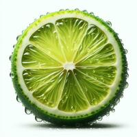 AI generated Slice lime with drops water photo