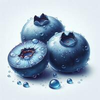 AI generated Blueberry with drops photo