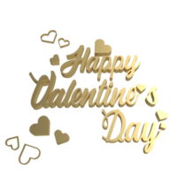 The gold text for Valentine's Day concept 3d rendering png