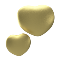 The gold hearth for Valentine's Day concept 3d rendering png