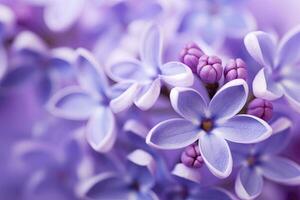 AI generated Lilac blossom macro background with copy space. AI Generated photo