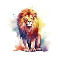 AI generated Watercolor Lion on a white background. For T-shirt Design. AI Generated photo