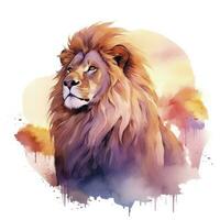 AI generated Watercolor Lion on a white background. For T-shirt Design. AI Generated photo