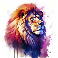 AI generated Watercolor Lion on a white background. For T-shirt Design. AI Generated photo