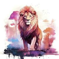 AI generated Watercolor Lion on a white background. For T-shirt Design. AI Generated photo