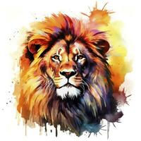 AI generated Watercolor Lion on a white background. For T-shirt Design. AI Generated photo