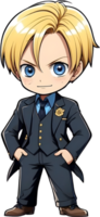 AI generated an anime character with blue eyes and blonde hair png