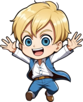 AI generated anime character with blonde hair and blue eyes png