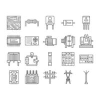 electrical engineer industry work icons set vector