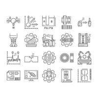 mechanical technology engineer icons set vector