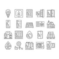 energy efficient technology green icons set vector