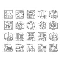 interior designer office icons set vector