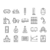 chemical engineer research icons set vector