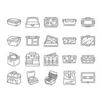 lunch box food school meal icons set vector