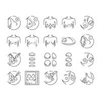 breast surgery body woman plastic icons set vector