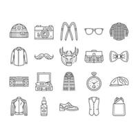 hipster retro vintage old style icons set vector