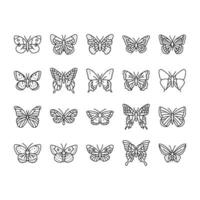 butterfly summer spring insect icons set vector