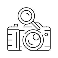 camera search magnifying glass line icon vector illustration