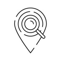 geolocation marker magnifying glass line icon vector illustration