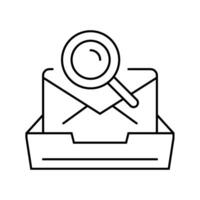 mailbox search magnifying glass line icon vector illustration