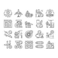 aircraft mechanic icons set vector