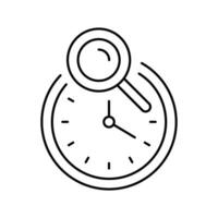 reloj buscar aumentador vaso línea icono vector ilustración