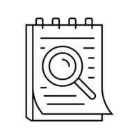 notepad search magnifying glass line icon vector illustration