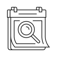 calendar search magnifying glass line icon vector illustration