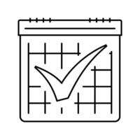 calendario cheque marca línea icono vector ilustración