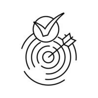 flecha objetivo cheque marca línea icono vector ilustración