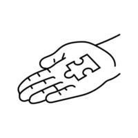 hand puzzle jigsaw line icon vector illustration