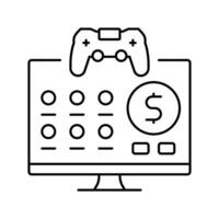 monetización juego desarrollo línea icono vector ilustración