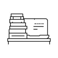laptop books online learning platform line icon vector illustration