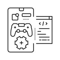 móvil desarrollo juego línea icono vector ilustración