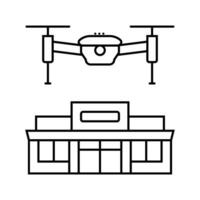 infrastructure survey drone line icon vector illustration